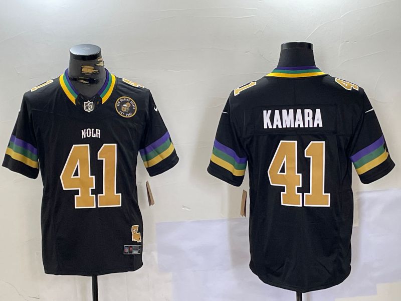 Men New Orleans Saints #41 Kamara Black Three generations 2024 Nike Vapor Limited NFL Jersey style 3